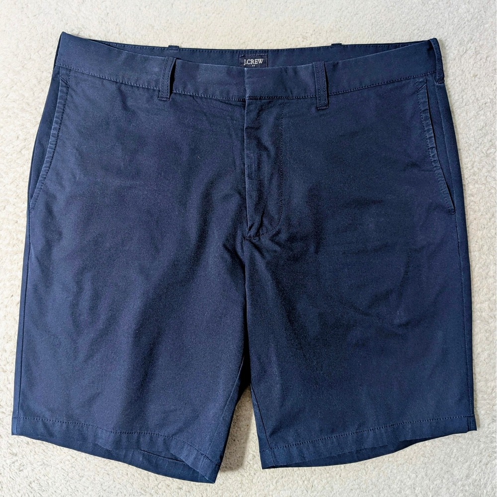 J.CREW Tech Shorts Mens 33 Navy Blue‎ 9" Inseam Chino Style AL096